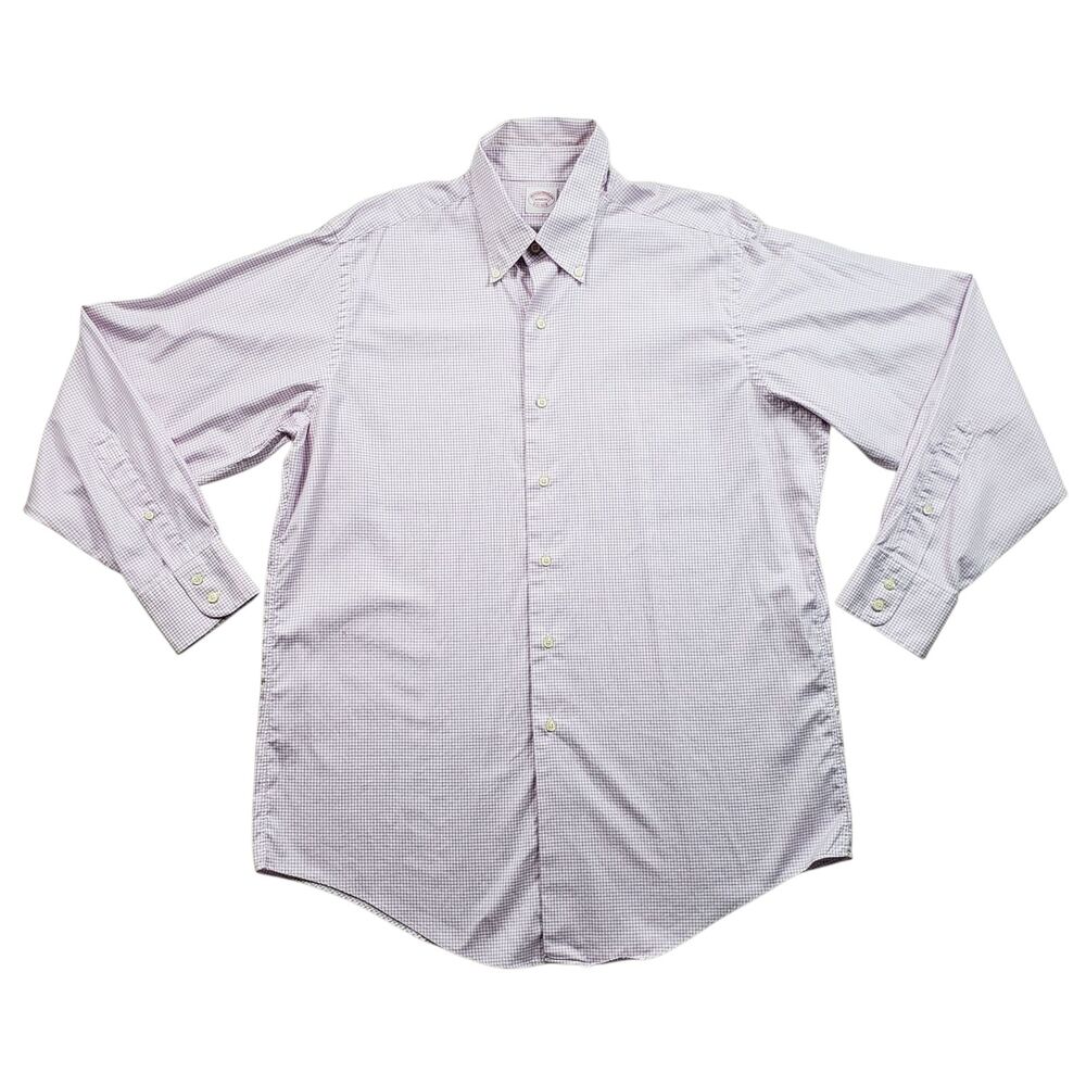 Vtg Brooks Brothers Makers Dress Shirt Mens XL Check Plaid Long Sleeve Button Up